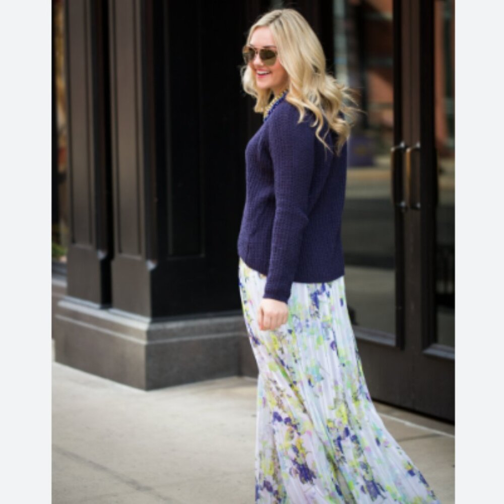 BCBGeneration Pleated Maxi Skirt Small Floral
